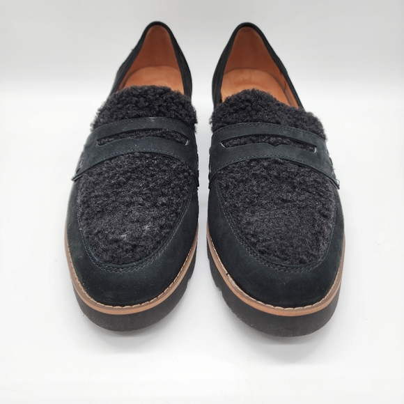 Vionic Cheryl Faux Fur Shearling Nubuck Suede Black‎ Loafer Size Women's 10 - Picture 4 of 11